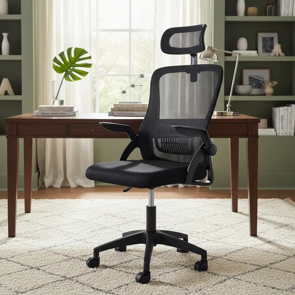 Silla Con Ruedas Para Oficina Todostore Color Negro Para Escritorio Fino