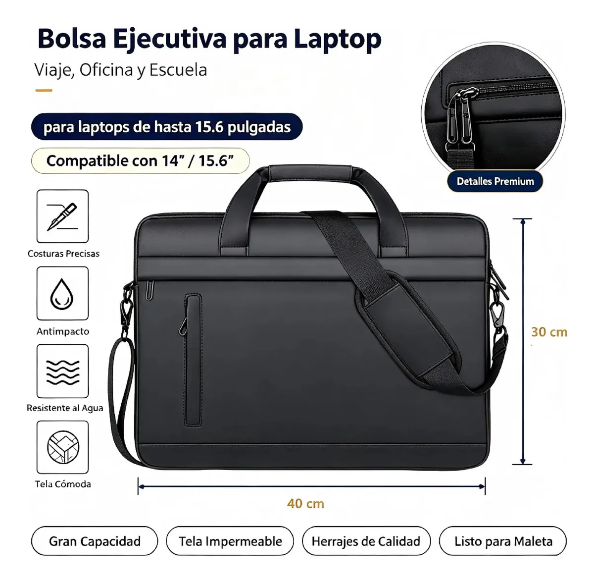 Maletín Hombre Portafolio, Gran Capacidad Resistente, Asa de Mano y Correa Cruzada Dos Usos, Tela Oxford Impermeable