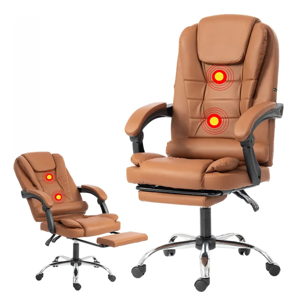 Silla de oficina ejecutiva ergonómica con 4 modos de masaje reclinable y reposapiés extensibles para oficina en casa