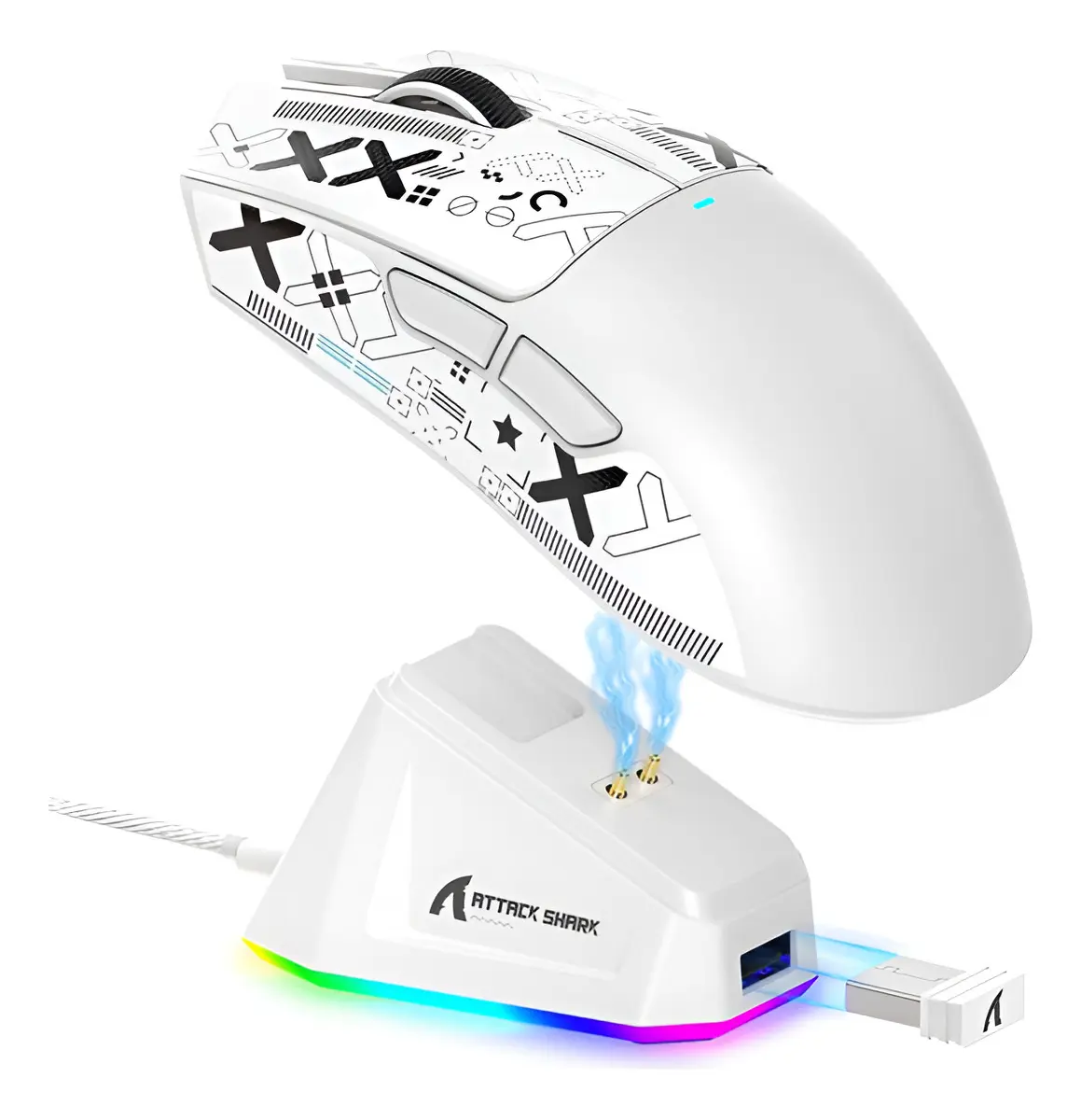 Ratón Inalámbrico Attack Shark X11, Blanco, 22000 Dpi+rgb Do Color Branco