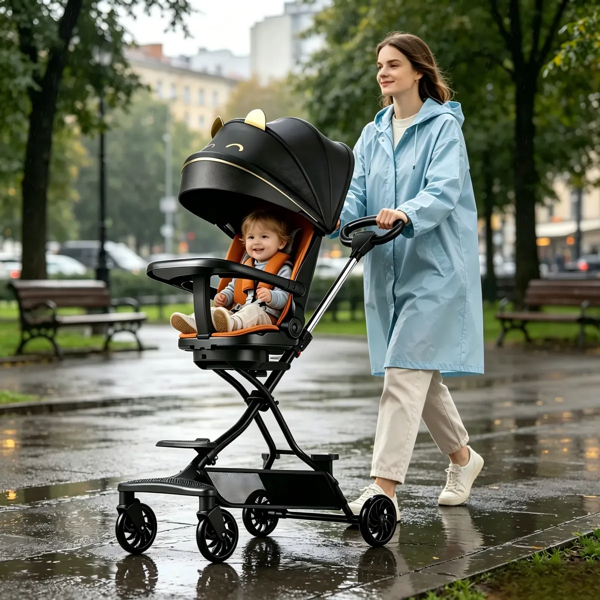 Carriola Multifuncional Bebé, Plegable Un Toque Reclinable