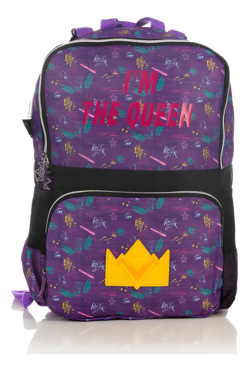 Mochila Polinesios Karen The Crown Color Violeta Diseño de la tela Rayas
