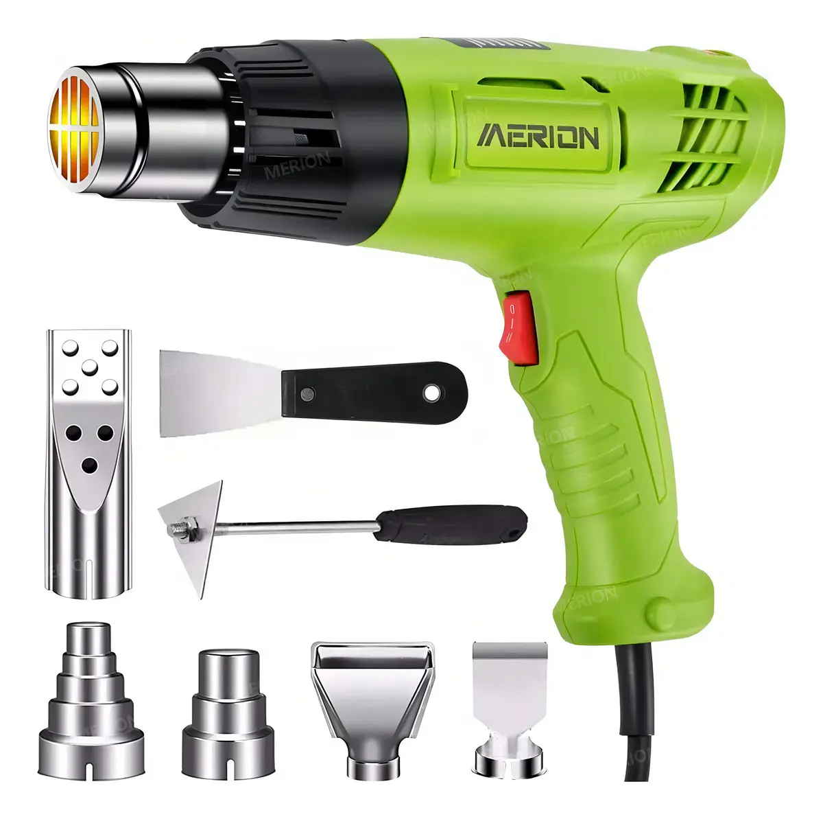 Pistola Eléctrica Calor Temperatura Ajustable 2000w Boquilla MERION MER+RFQ+01 color verde