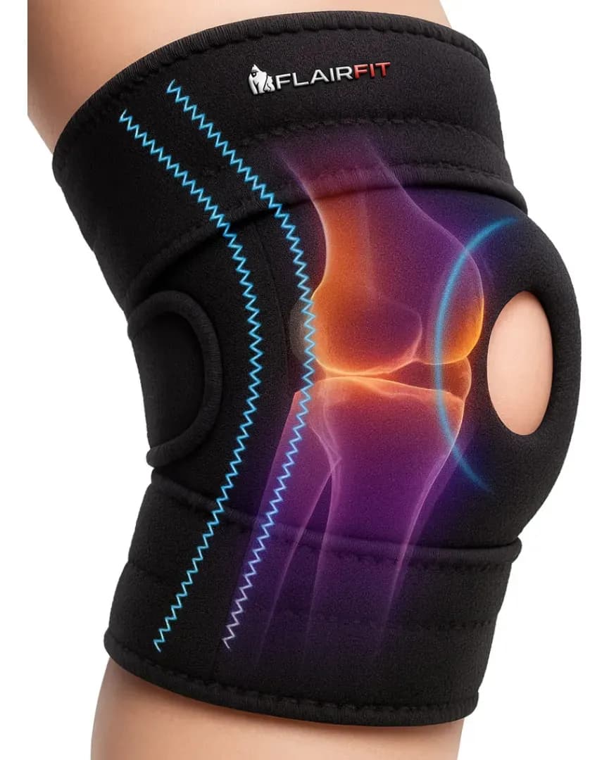 Rodillera Flairfit® Deportiva y Recuperación De Neopreno, Lesiones, Ortopedica Color Negro, Mediana