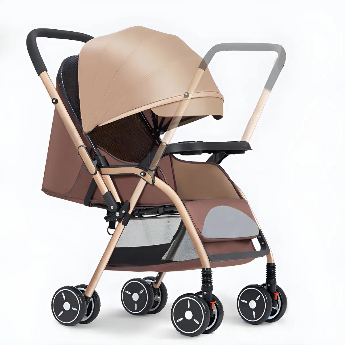 Carriola Paseo Bidireccional Rodeo Sonido Plegable con Capota Café