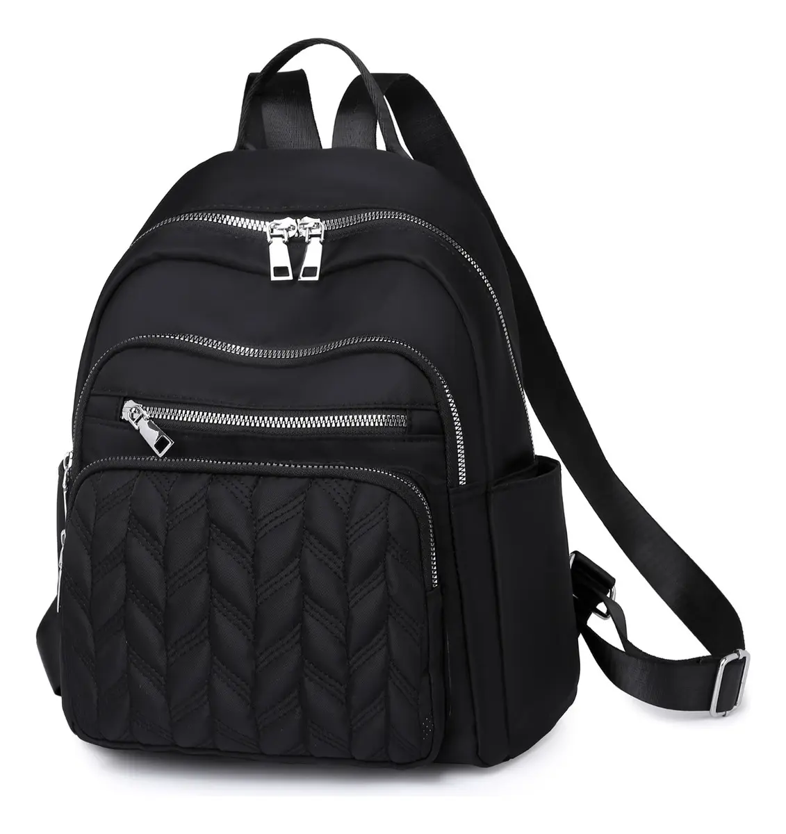 ALASVENTO Mochila Antirrobo para Mujer de 15 L, con Compartimento para Laptop de 12" y 10 Bolsillos, Negra