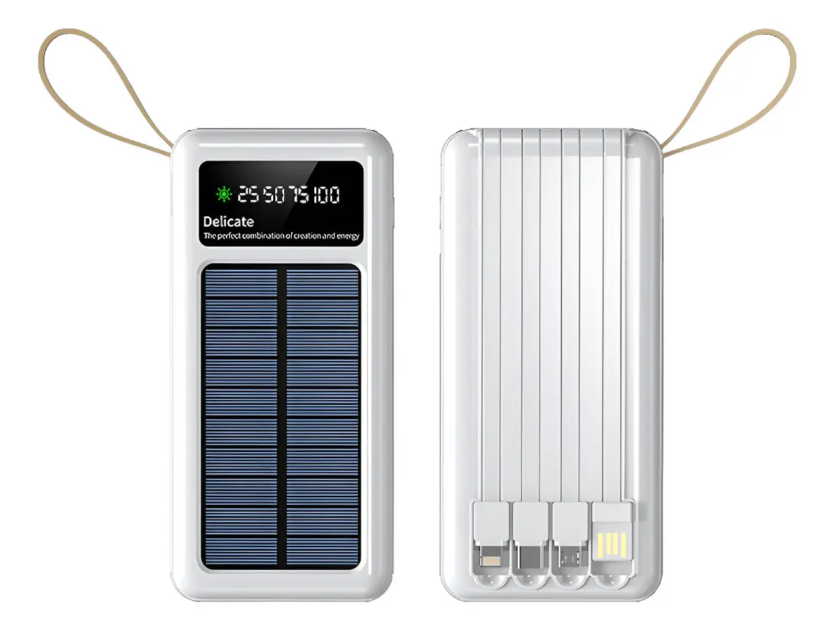 Power Bank Cargador Solar Universal 20000mah Rápido Color Blanco