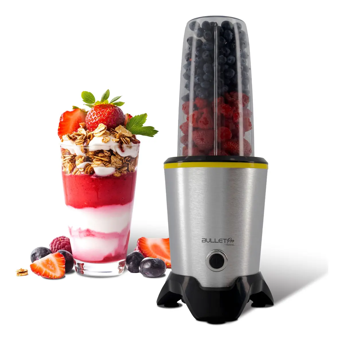Licuadora Procesador De Alimentos Profesional Potentete 1200w Bulletpro Nevashel Kitchen AD-07 Kit 8 Pz Batir, Extraer Y Moler Con Vasos De Tritan Hasta 1 Litro Licuados