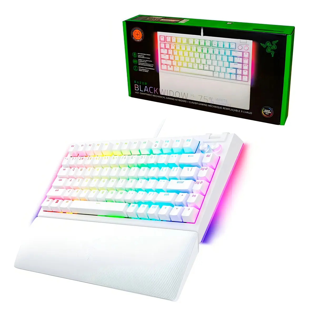 Teclado Gamer Razer Blackwidow V4 75% White Teclado Blanco Idioma Inglés Us