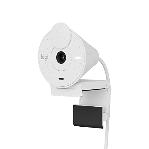 Logitech Brio 300 Cámara Web HD con Obturador de privacidad, Mic con reducción de Ruido, USB-C, Certificado para Zoom, Microsoft Teams, Google Meet, corrección automática de luz - Blanco