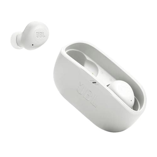 JBL Vibe Buds Audífonos Inalámbricos Bluetooth, Drivers 8mm, Reproducción 32 Horas, Resistentes al Agua y al Polvo IP54 - Blanco