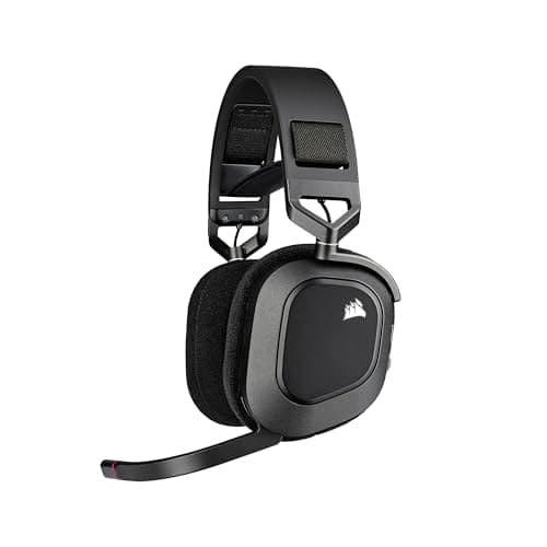 Corsair HS80 RGB Wireless Auriculares Inalámbricos para Juegos Multiplataforma RGB - Dolby Atmos - Micrófono Omnidireccional - Compatible con iCUE - PC, Mac, PS5, PS4 - Carbono