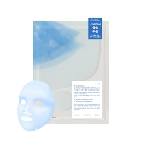 Dr.Althea Aqua Blue Hydration Mask | Reduce Facial Puffiness with Tannins | Sheet Mask for Long-Lasting Hydration | Vegan Korean Skincare (Pack of 4)