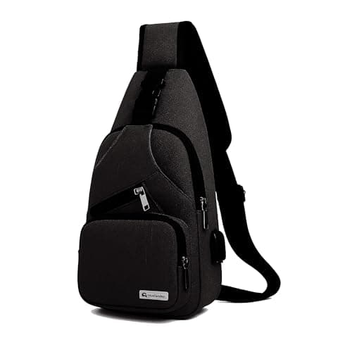 Bluelander Mochila Cruzada Antirrobo Impermeable, Bolso de Pecho para Hombre, Bolso Bandolera con Puerto de Carga USB, Perfecta para Celular, Tablets, Actividades como Deportes, Compras (Gris Oscuro)