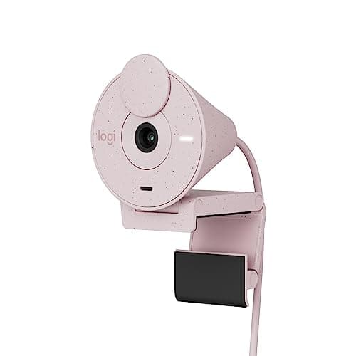 Logitech Brio 300 Cámara Web HD con Obturador de privacidad, Mic con reducción de Ruido, USB-C, Certificado para Zoom, Microsoft Teams, Google Meet, corrección automática de luz - Rosa