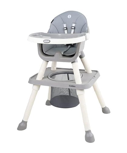 INFANTI | Silla Alta GOLDEN 6 en 1 | Bandeja Desmontable | Mesa Interactiva | Canasta para Accesorios | 6-36 Meses o Hasta 15 kg | Color Gris