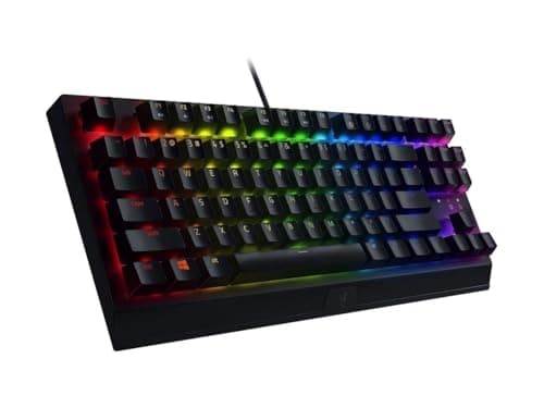 Teclado mecánico Razer BlackWidow V3 sin tenkeyless para juegos: interruptores mecánicos Razer - iluminación Chroma RGB - Factor de forma compacto, función macro programable - USB Passthrough (Renewed)