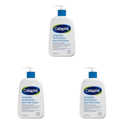 CETAPHIL® Gel Limpiador Facial 473 ml | para Piel Grasa y Mixta | Con Glicerina, Niacinamida y Pantenol | Limpieza Profunda sin Resequedad | Control de Sebo y Poros (Paquete de 3)