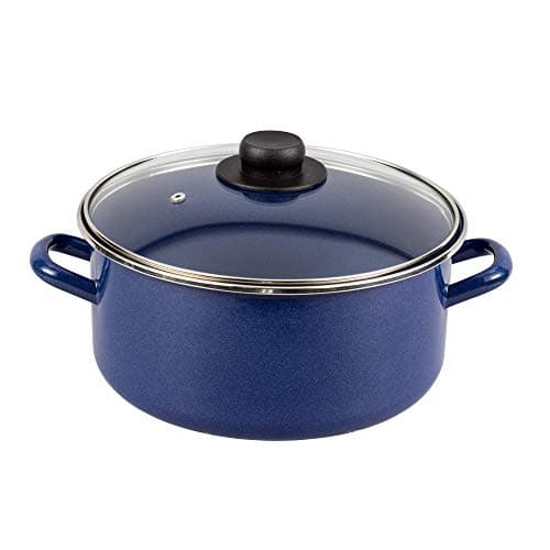 Ekco | Cacerola con Tapa de Vidrio Peltre Chic de Acero Esmaltado Azul 24cm