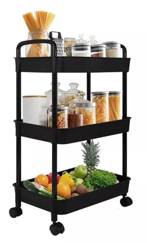 SELECTSHOP Carrito Organizador de 3 Niveles, Carrito de Serviciocon Ruedas Universal, Carrito de Almacenamiento de Plástico, Rodante Multiusos, Fácil de Montar - HG54C1