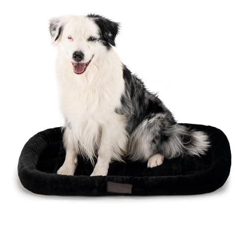 PETS APPAREL HILLS | Cama Tipo Colchoneta para Perro, Ideal para Jaula con Relleno Suave e Hipoalergénico (Large, Negro)