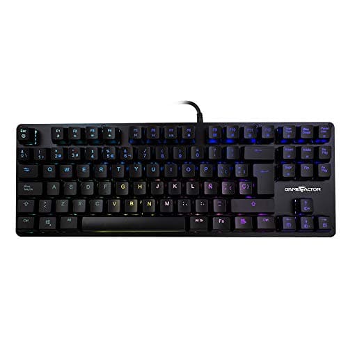 GAME FACTOR KBG500-BL Teclado Mecánico Gamer, Tenkeyless, Retroiluminación Full RGB, Antighosting, Switch Blue, Español, Pc/Windows/Mac