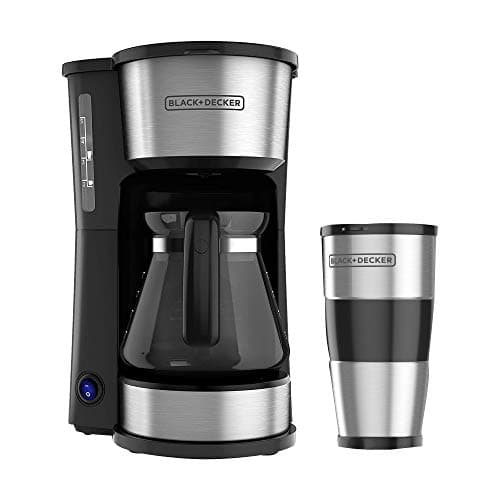 Black+Decker Cafetera 5 Tazas con Jarra de Vidiro y Vaso Personal, CM0755S