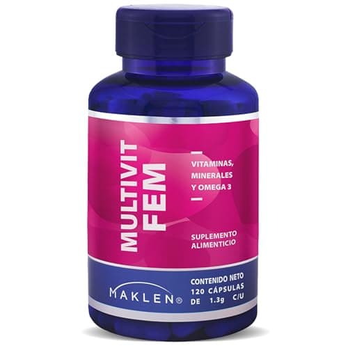 FEM MULTIVIT - Maklen Multivitaminico para Mujer con Omega 3 - Suplemento Integral para Mujeres, Apoyo Nutricional Completo - 120 Softgels de 1,300 mg