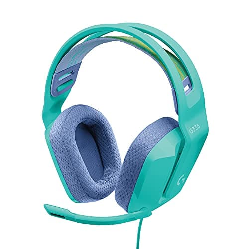 Logitech G335 Audífonos con Cable para Gaming, Micrófono Flip to Mute, Jack de 3.5mm, Almohadillas de Espuma viscoelástica, Compatibles con PC, PlayStation, Xbox Nintendo Switch - Menta