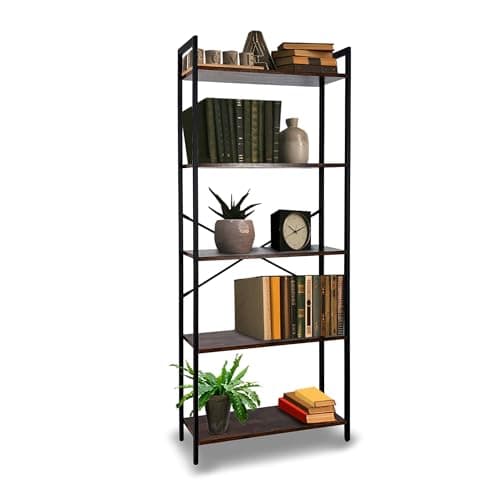 Casa Litus Librero Organizador Minimalista de Madera y Acero 5 Repisas