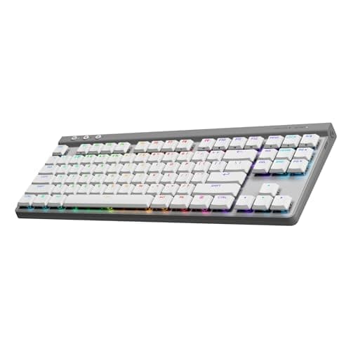 Logitech G515 Lightspeed TKL Teclado inalámbrico Discreto para Juegos, LIGHTSYNC RGB, diseño Fino sin Tornillos, Teclas PBT, interruptores mecánicos lineales (Rojos) - Blanco