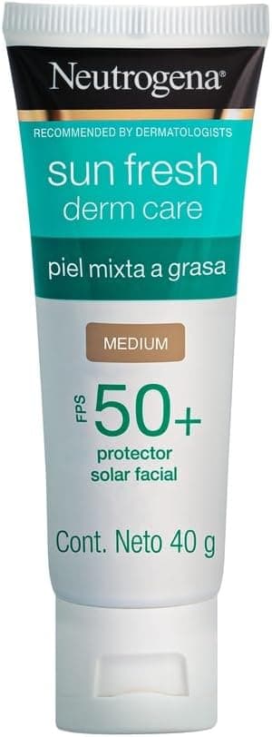 Neutrogena Sun fresh Protector Solar Facial Tono Medio Dermcare Niacinamida FPS50+, 40g