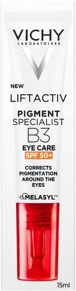 Vichy Liftactiv B3 Eyes SPF 50+ 15ml, Primer contorno de ojos con una alta protección solar de SPF 50+, para corregir pigmentación periorbital.