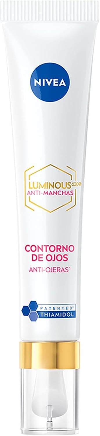 NIVEA Luminous630 Anti-Manchas Contorno de Ojos Anti-Ojeras (15 ml) - Enriquecido con Ácido Hialurónico y Cafeína para una Piel Luminosa sin Ojeras.