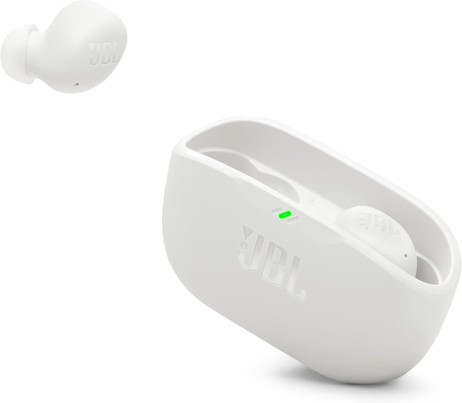 JBL Vibe Buds 2 Audífonos Inalámbricos True Wireless NC Buds, Oval Tube, ANC + Smart Ambient, IP54 - Blanco
