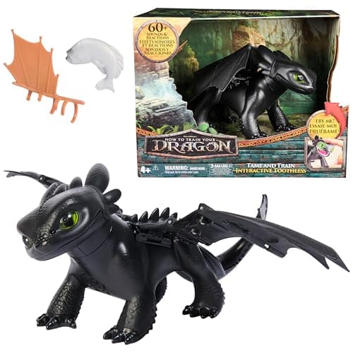 DreamWorks Dragones, Cómo Entrenar a Tu Dragón, Chimuelo Interactivo para Domar y Entrenar, Juguete de Dragón con 60 Sonidos y Reacciones, Juguetes para Niños y Niñas de 4 años en adelante.