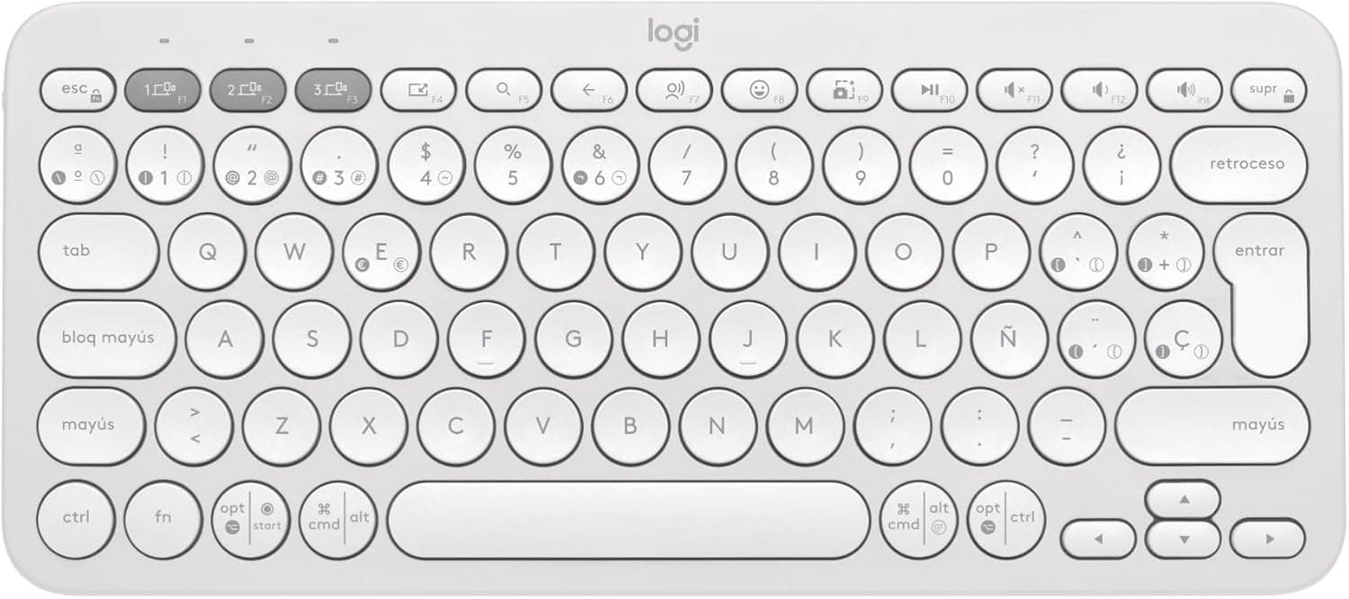 Logitech Pebble Keys 2 K380s, Teclado Bluetooth multidispositivo, accesos directos, estilizado y Portable, Easy-Switch, Windows, macOS, iPadOS, Android, ChromeOS - Blanco