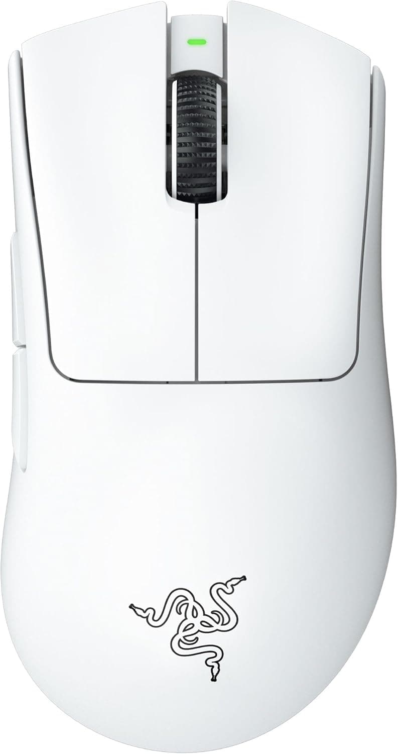 Razer DeathAdder V3 Pro Mouse Inalámbrico para Juegos: 64g Ultra Ligero - Sensor Óptico Focus Pro 30K - Interruptores Ópticos Gen-3 Rápidos - Inalámbrico HyperSpeed - 5 Botones Programables - Blanco