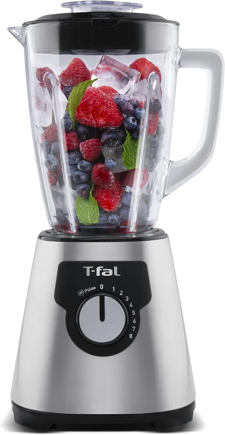 T-fal Licuadora 8 Velocidades Ultraforce con vaso de vidrio de 2.2 litros, tiene una gran potencia de 550 W y cuenta con tecnología Powelix y acople Carbon Drive para tener resultados únicos, LN328DMX