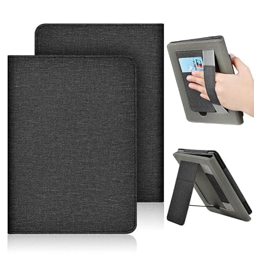 Genérico Funda Protectora para Kindle de 7 Pulgadas, Compatible con Kindle Colorsoft Signature Edition y Paperwhite 2024, con Auto Sleep/Wake, Soporte Plegable, Correa de Mano, Verde Agave (Negro)