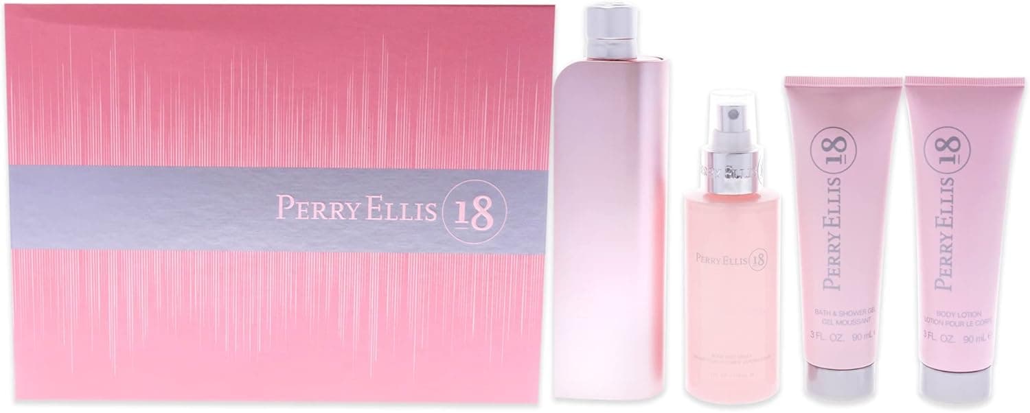 Perry Ellis Perry Ellis 18 Women 3.4oz EDP Spray, 3oz Body Lotion, 4oz Body Mist, 3oz Bath and Shower Gel 4 Pc Gift Set