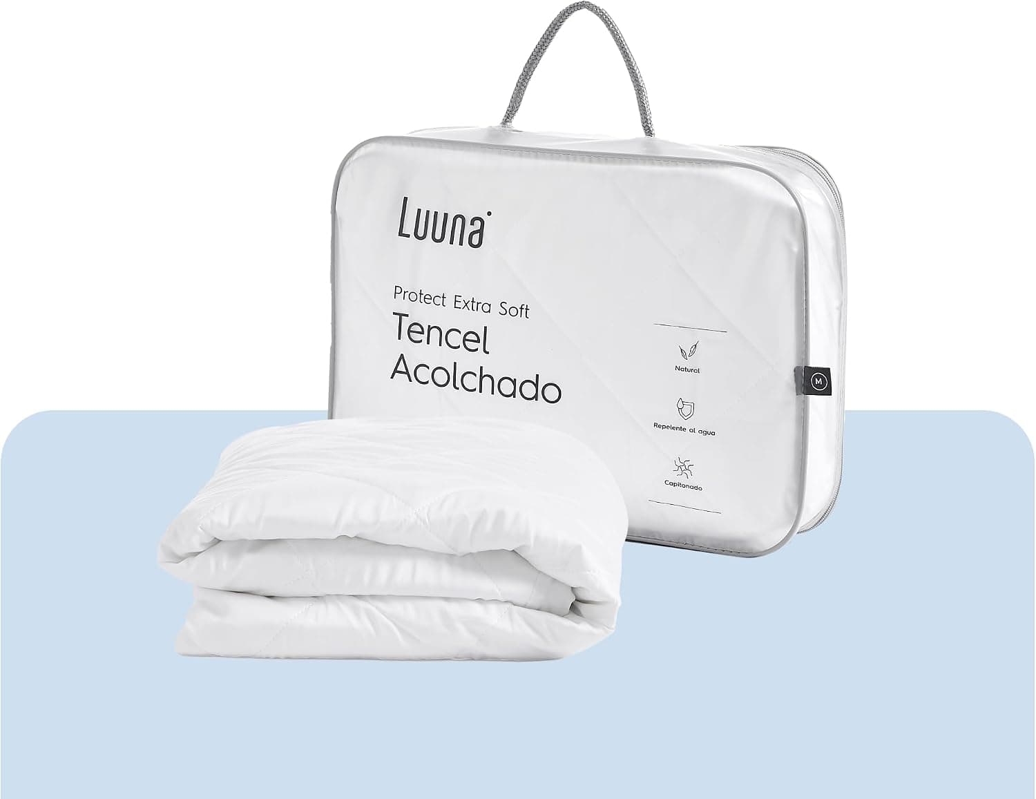 Luuna Protector de Colchón Acolchado, Cubrecolchón Impermeable, Protector Colchón King Size, Color Blanco