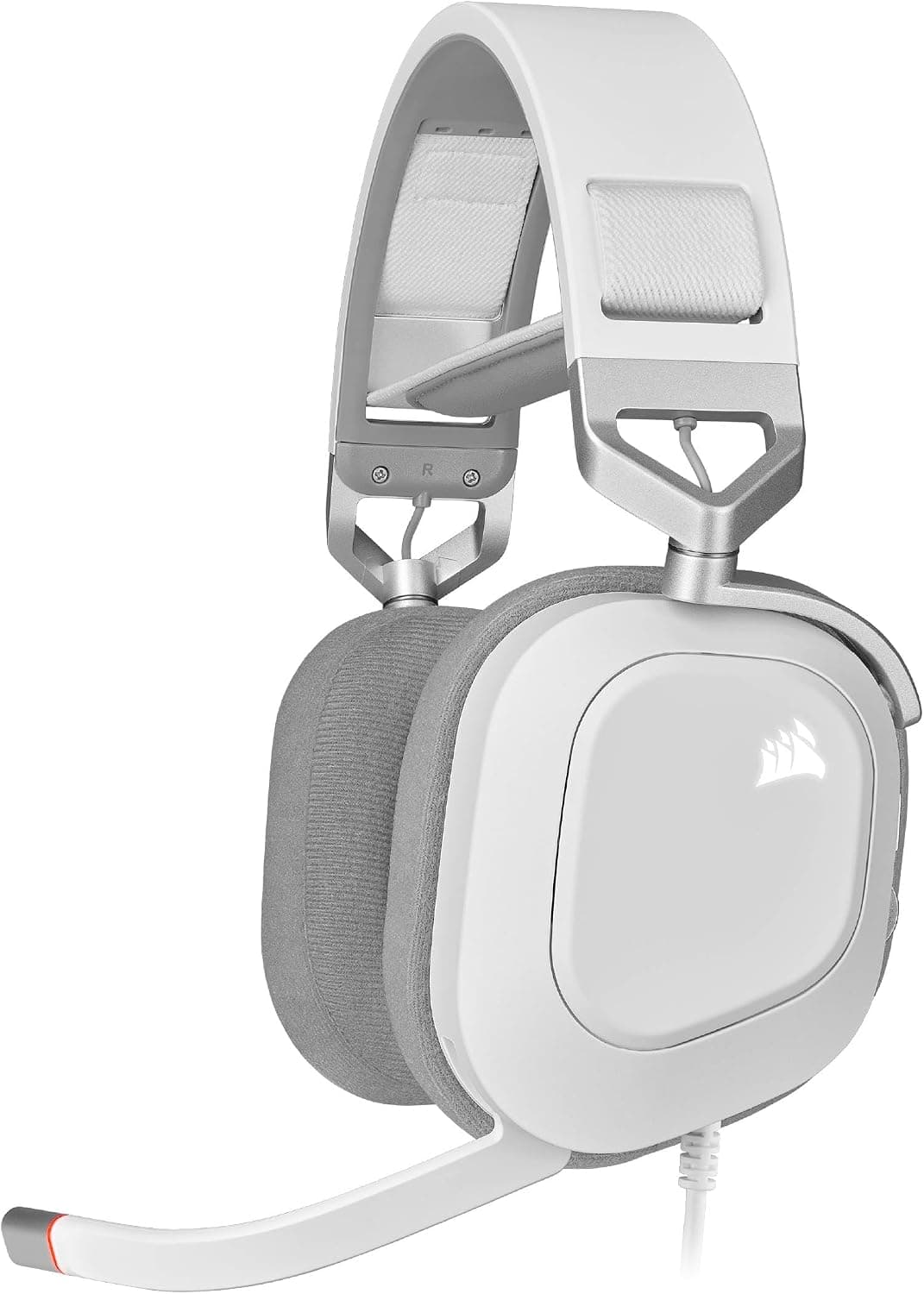 Corsair HS80 RGB USB Auriculares premium para juegos con sonido envolvente 7.1 (Micrófono omnidireccional, Tecnología SoundID de SonarWorks, Control de volumen en auricular de fácil acceso) Blanco