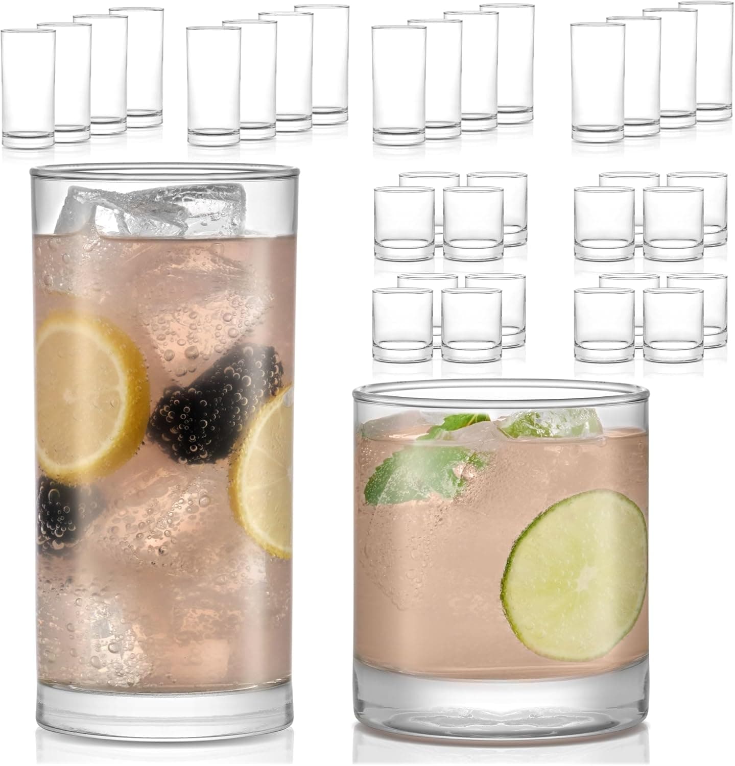 Libbey Juego de 24 Vasos de Vidrio Province de 449 ml y 329 ml