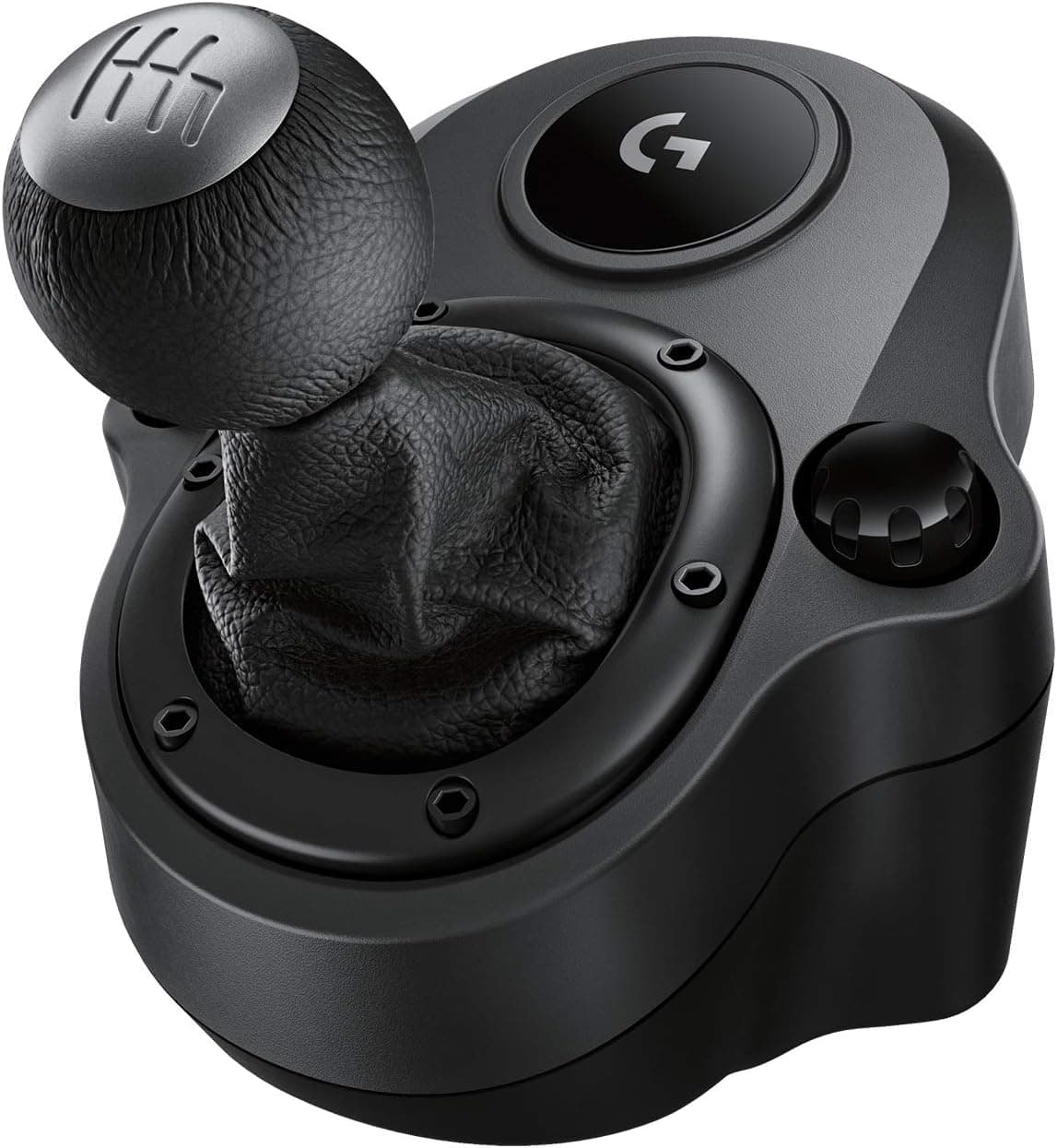Logitech G Driving Force Shifter, Palanca de Cambios Manual para Volantes de Carreras G29, G920 y G923, 6 Velocidades, Marcha Atrás a Presión, Acero y Cuero - Negro