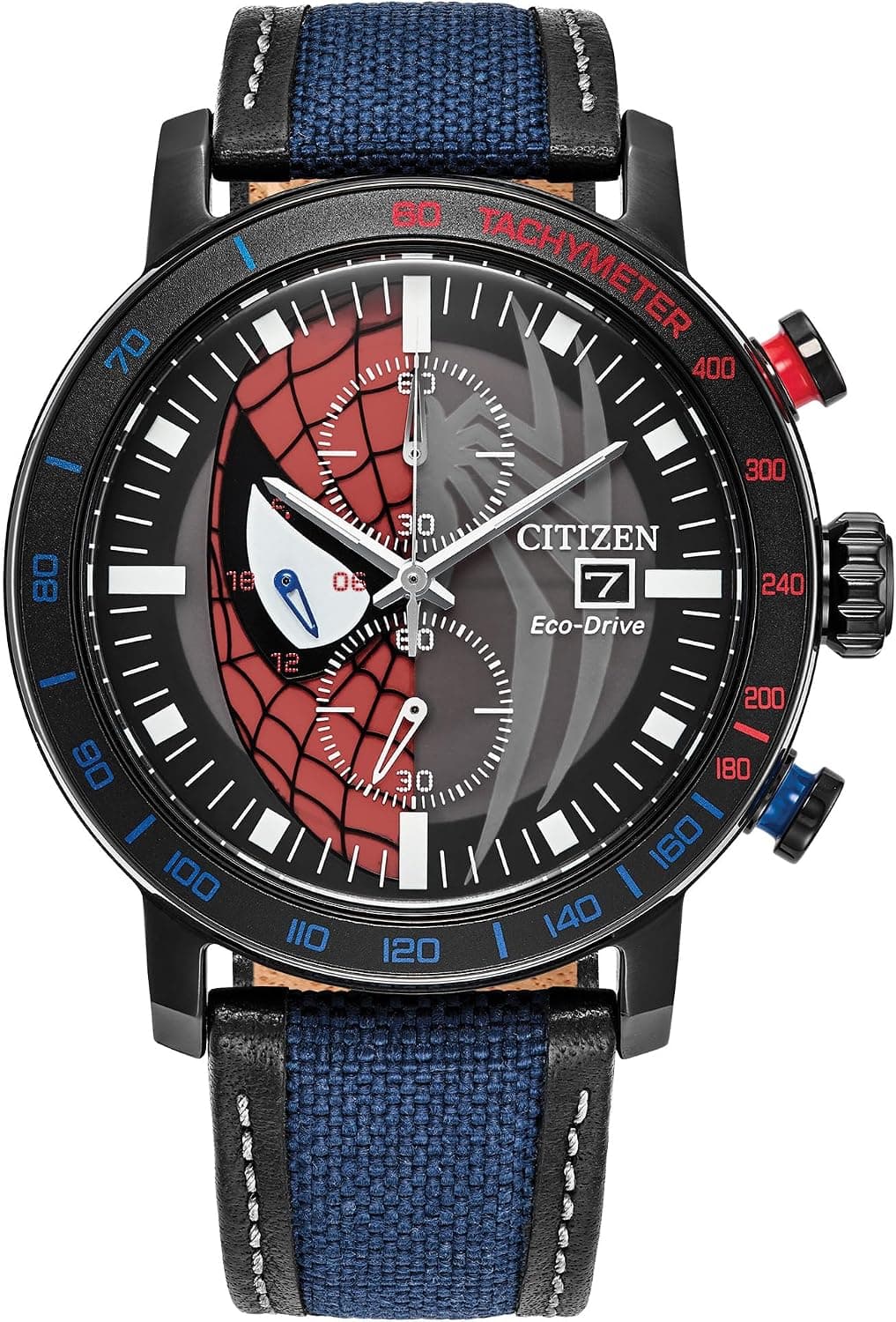 Citizen Eco-Drive Spider-Man - Reloj de doble visión para hombre (modelo CA0855-47W), Negro -, Classic
