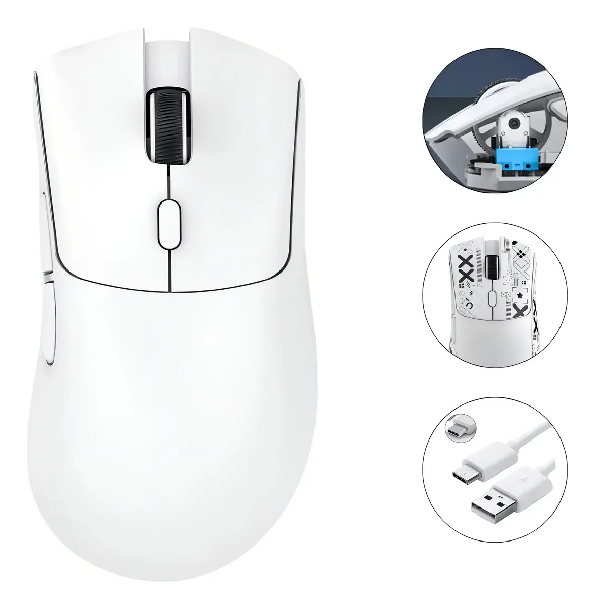 Mouse Gamer Inalámbrico Attack Shark R1 Blanco con Triple Conexión