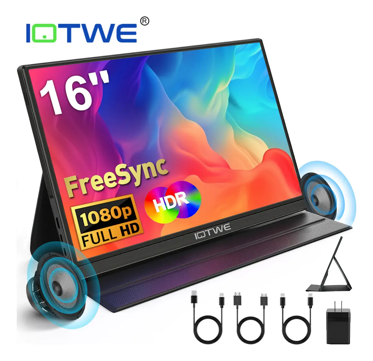 Monitor Portátil Iotwe IPS 16'' Full HD 1080p HDR USB-C HDMI Gamer