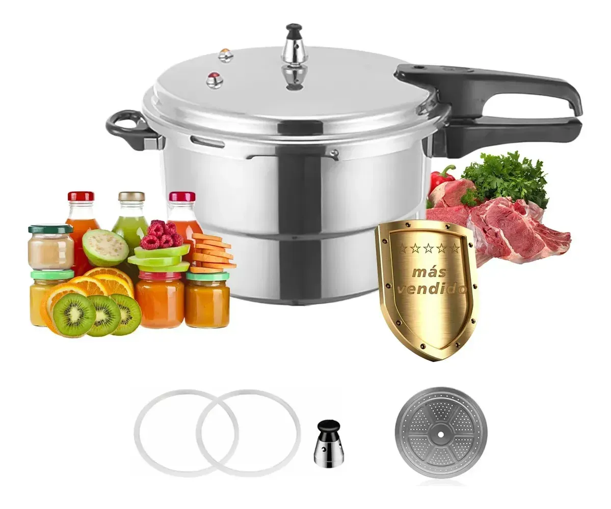 13l Olla Expres De Aluminio Para CoccióN RáPida, De Gran Capacidad Y Antiadherente, Equipada Con VáLvula De Seguridad, Con Tapa, Apta Para Placas De InduccióN Y Cocinas De Gas