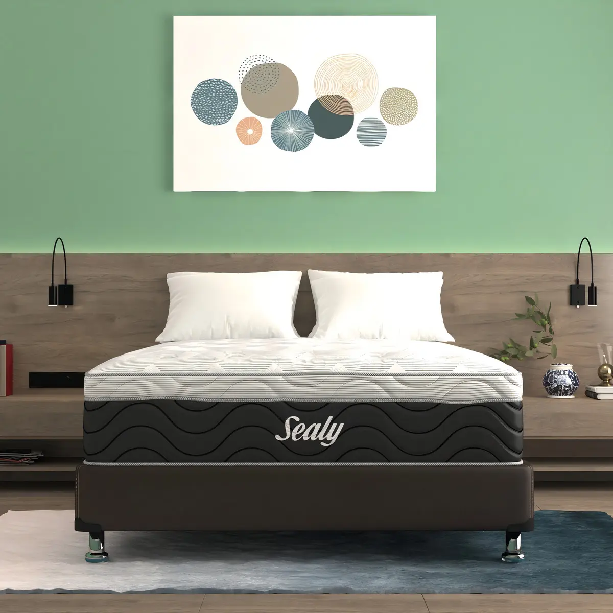 Colchón Sealy Matrimonial Descanso Seguro Ortopédico Foam Color Negro